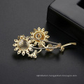 Elegant Jewelry Accessories Sun Flower Gold Plated Colorful CZ Brooch